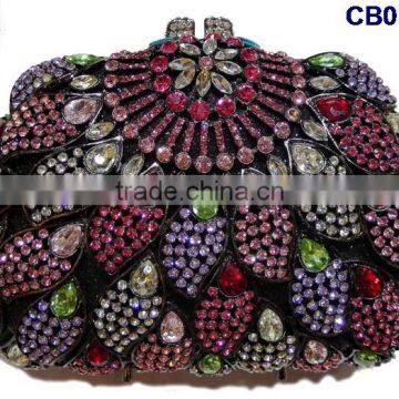 CB0132-(3-4) colorful golden handbags Nigerial Design clutch crystal evening clutch handbag purse