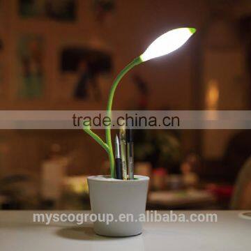 2016 Modern Design Sapling Pen Holder Flexible Gooseneck LED Desk Lamp,Touch Sensitive Switch 3 Steps Dimming LED USB Chargable