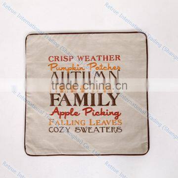Cheap Flaxen Decorative Throw Couch Cushions Embroidered Family Pillow Covers