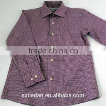 Exquisite purple polyester cotton plaid kid shirt