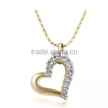 Elegant Crystal Channel Setting Love Heart Pendant Necklaces 2 Tones Necklace Accessory For Ladies