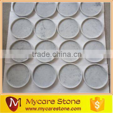 Carrara white 20x20cm Round tray marble serving tray