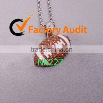 NK227 Rhinestone Football Charm Pendant Necklace/ Jewelry Findings
