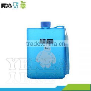 customized round dull polish plastic hip flask gift set
