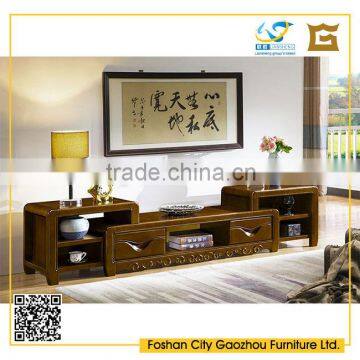 Latest design home furniture wood carved tv stand with storage