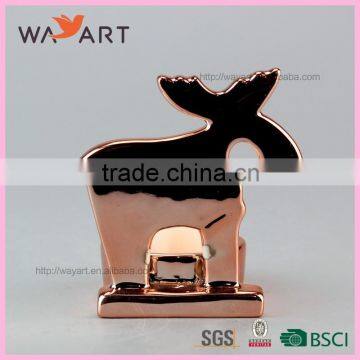 Special Gold Plated Deer Shaped Ceramic Mini Candle Holder