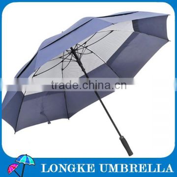 30" Windproof two double layer golf umbrella,fiberglass frame.