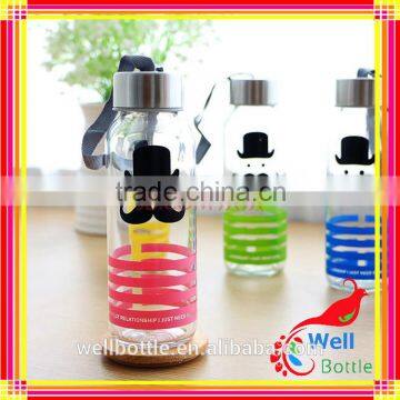 450ml glass Best Portable Sport Glass Drinking Water with metal lid Bottle glass bottle