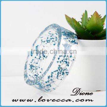 Very beautiful women charms jewelry botanical bangles artish clear plastic resin bracelets