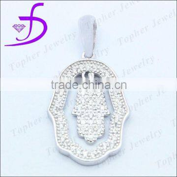 Tsavorite Hamsa Charm Pendant Jewelry, Designer Pave Diamond Hamsa Charm Pendant