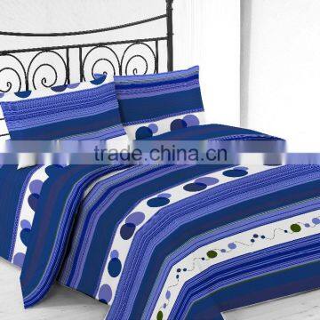 Ready made Microfiber Printed Bed Sheet Set With Blue Design