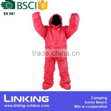 Red human shape sleeping bag