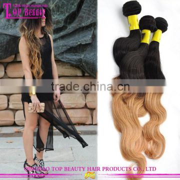 China Hair Supplier #1b/#27 Ombre Color 100% Virgin Malaysain Body Wave Hair