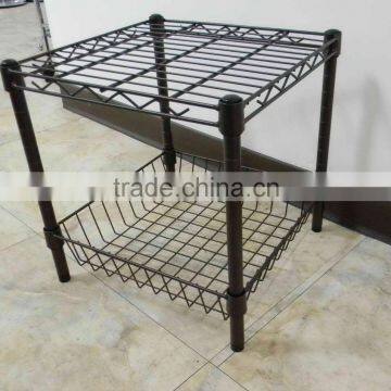 14" X16" modular stacking black metal wire shelving unit with basket storage rack