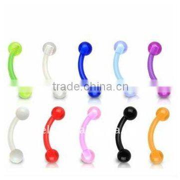 Bioplast Acrylic Barbell body piercing jewelry Eyebrow ring