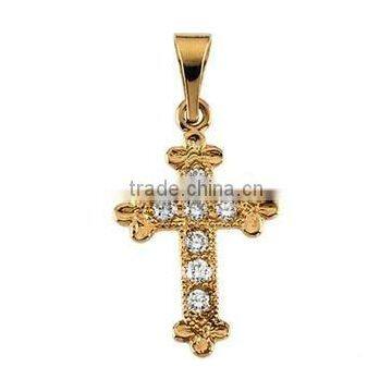 Gold plated jeweled Cross Pendant jewelry