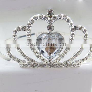 Luxury style big glass heat stone wedding cheap tiara