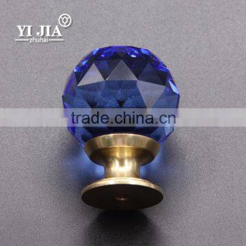 Light Blue Old Fashion Brass Metal Cabinet Handles Kitchen Glass Knobs photo-6