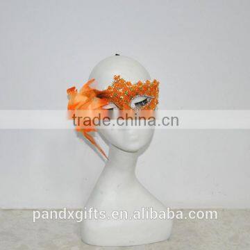 ORange flowers Lace golden strip eye party mask