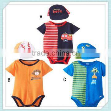 jumpsuit Baby rompers One-piece Costumes kids short sleeve spring autumn wear clothing set baseball cap/hat 2pcs