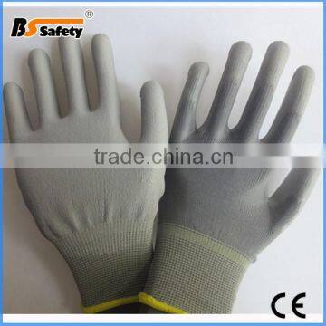 BSSAFETY china supplier cotton or polyester knited pu coating work glove