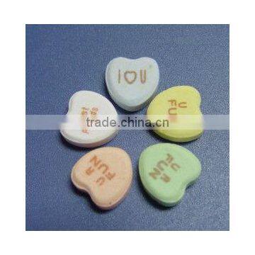 Heart shape fruit flavour compressed candy