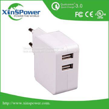 Shenzhen Factory Sale Best Price EU Plug 5V 3.4A Dual Port Portable USB Charger photo-2