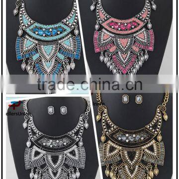 No.1 yiwu & ningbo exporting commission agent wanted heavy statement necklace earrings African jewelery set