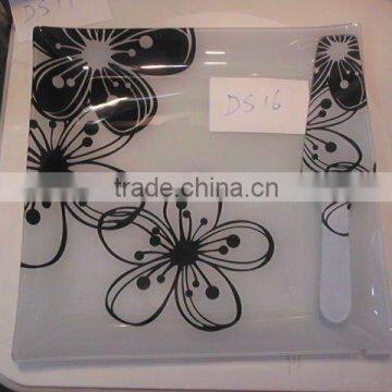 12" cake glass plates w/cake server