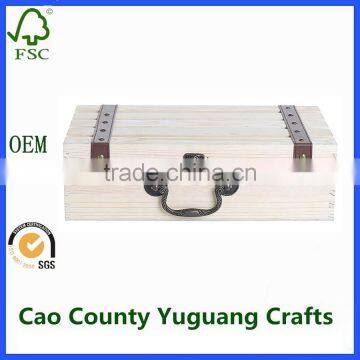 2 Bottle Wooden Wine Boxes Handmade Natural Pine Wood Wine Travel Storage Box photo-5