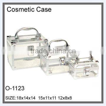 3pcs sets normal lock clear acrylic cosmetic case