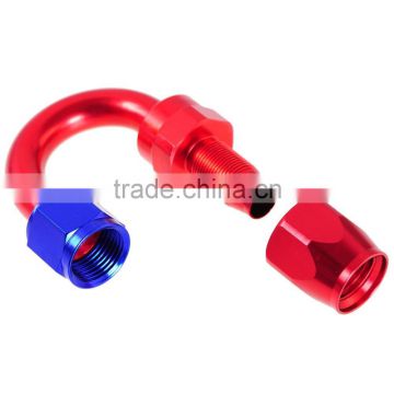 Red Blue AN8 AN-8 8 AN 180 Degree Push Lock Swivel Fuel Hose End Fitting Adaptor