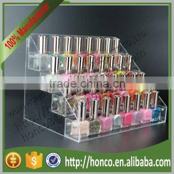 Top Selling 32pcs 4 Tiers Acrylic Nail Polish Cosmetics Display Rack Clear Colour photo-3