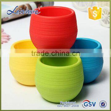 self watering coloured round cute flower pots