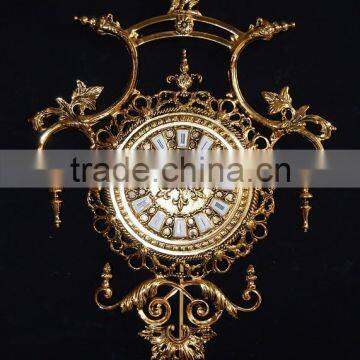 Antique Carved Ornate Gold Gilt Rococo Style Wall Pendulum Clock