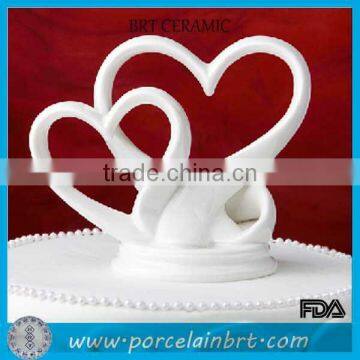 Ivory Wedding Favor Ceramic Heart Cake Holder