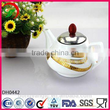 Customize logo ceramic teapots wholesale with Stainless steel cover