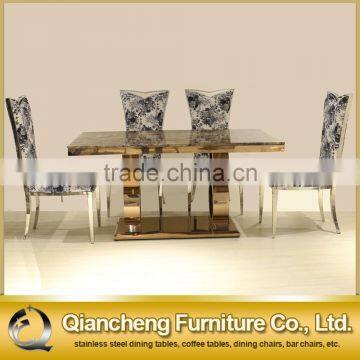 Dining Room Gold Stainless Steel Table And Chair