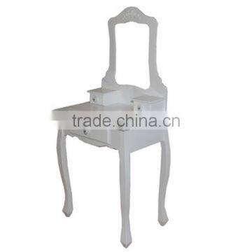 European Style Solid Wood Makeup Table Set With Stool Bedroom Dresser Simple Modern Ivory White Cosmetic Table With Mirror photo-2