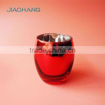 Red glass jar for candle new arrival