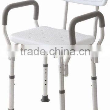 Shower chair with armrest and backrest