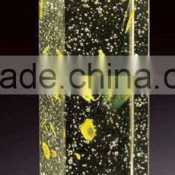 Yellow Flower Decorative Glass Pillars For Shopping Mall Decoration