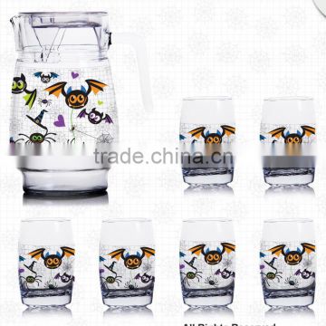 1400ml 1300ml 1000ml halloween christmas fruit color printing jug and 6pcs cups set