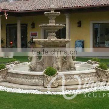 Outdoor Garden Decoration Stone Carving Marble Horse Water Fountain photo-3
