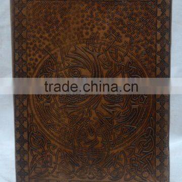 Handmade Vintage Tree Of Life Embossed Tan Color Leather Notebook photo-2