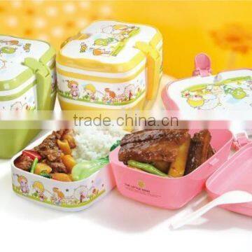 Plastic rectangular portable double layers lunch box/Insulation boxes