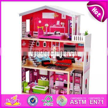 New Design Girls Pretend Toys Wooden Huge Dollhouse W06A229 photo-2