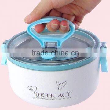 0.9LBig Size Stainless Steel Inner Heated Bento Round Shape Lunch Box photo-4