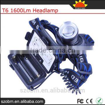 OEM T6 Rechargeable Led 1600Lm High Power Zoom Headlamp Camping Frontal Light Head Torch photo-5