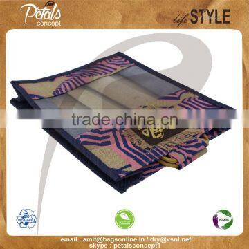 PP Laminated Jute Three Bottle Wine Bag With Wooden Cane Handle photo-6